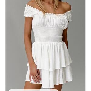 Princess Polly The Love Galore Romper Size 10 White Smocked Tiered Ruffle Bridal